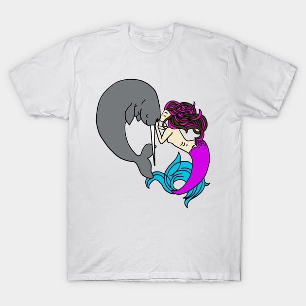 mermaid with narwhale T-Shirt by wildmagnolia